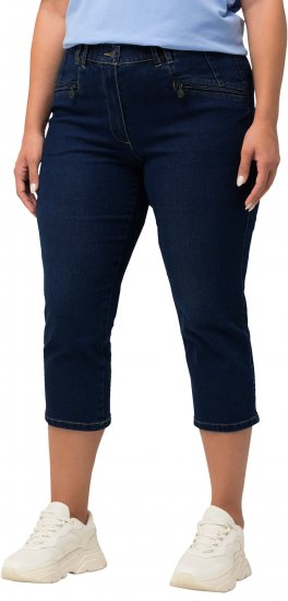 Ulla Popken Cropped Stretch Blend Mony Jeans Blue Denim - Traperice & Hlače u Velikim Veličinama – Plus Size - 
