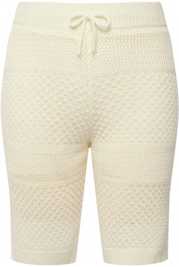 Ulla Popken Crochet Bermuda Layered Look Shorts White - Traperice & Hlače u Velikim Veličinama – Plus Size - 