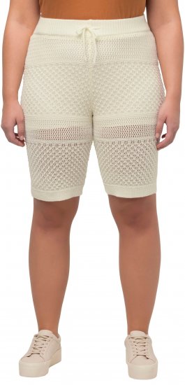 Ulla Popken Crochet Bermuda Layered Look Shorts White - Traperice & Hlače u Velikim Veličinama – Plus Size - 