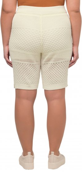 Ulla Popken Crochet Bermuda Layered Look Shorts White - Traperice & Hlače u Velikim Veličinama – Plus Size - 