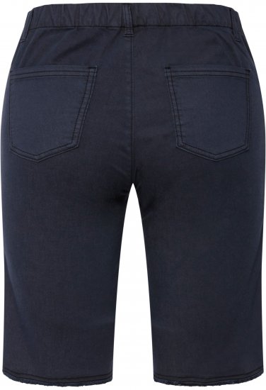 Ulla Popken Frayed Hemline Elastic Waistband Bermuda Shorts Navy - Traperice & Hlače u Velikim Veličinama – Plus Size - 