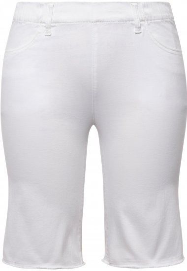 Ulla Popken Frayed Hemline Elastic Waistband Bermuda Shorts Snow White - Traperice & Hlače u Velikim Veličinama – Plus Size - 