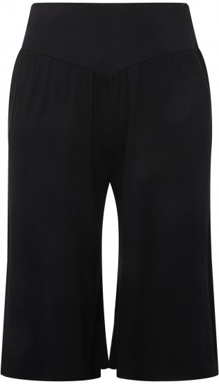 Ulla Popken Wide Leg Flared Bermuda Shorts Black - Traperice & Hlače u Velikim Veličinama – Plus Size - 
