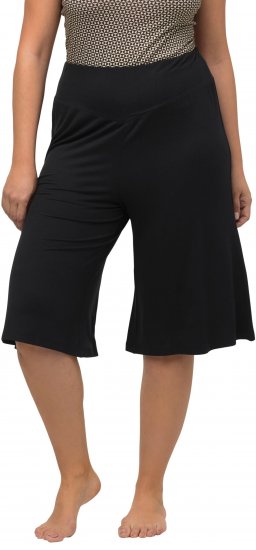 Ulla Popken Wide Leg Flared Bermuda Shorts Black - Traperice & Hlače u Velikim Veličinama – Plus Size - 