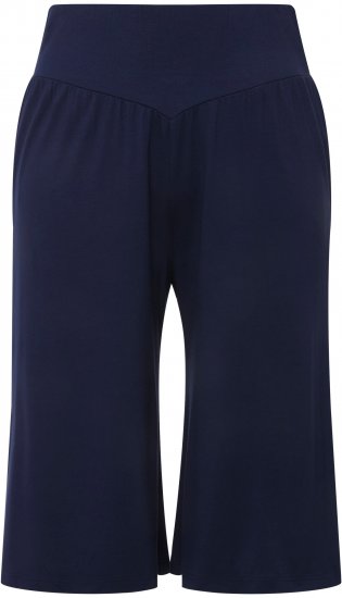Ulla Popken Wide Leg Flared Bermuda Shorts Navy - Traperice & Hlače u Velikim Veličinama – Plus Size - 