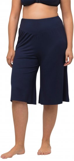 Ulla Popken Wide Leg Flared Bermuda Shorts Navy - Traperice & Hlače u Velikim Veličinama – Plus Size - 