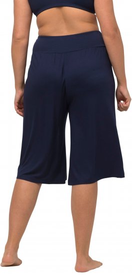 Ulla Popken Wide Leg Flared Bermuda Shorts Navy - Traperice & Hlače u Velikim Veličinama – Plus Size - 