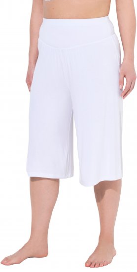 Ulla Popken Wide Leg Flared Bermuda Shorts White - Traperice & Hlače u Velikim Veličinama – Plus Size - 