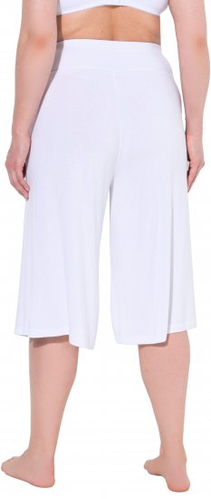 Ulla Popken Wide Leg Flared Bermuda Shorts White - Traperice & Hlače u Velikim Veličinama – Plus Size - 