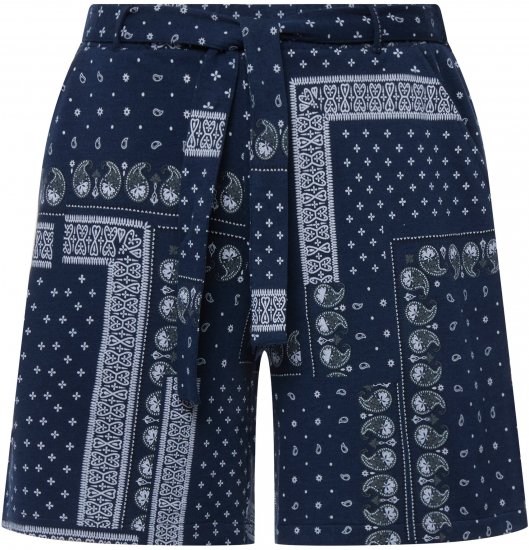 Ulla Popken Paisley Pull On Shorts Blue - Traperice & Hlače u Velikim Veličinama – Plus Size - 