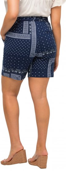 Ulla Popken Paisley Pull On Shorts Blue - Traperice & Hlače u Velikim Veličinama – Plus Size - 