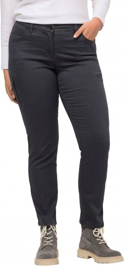 Ulla Popken Stretch Fit 6 Pocket Cargo Pants Black - Traperice & Hlače u Velikim Veličinama – Plus Size - 