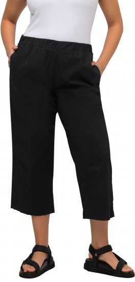 Ulla Popken Cropped Ruby Fit Pants Black - Traperice & Hlače u Velikim Veličinama – Plus Size - 