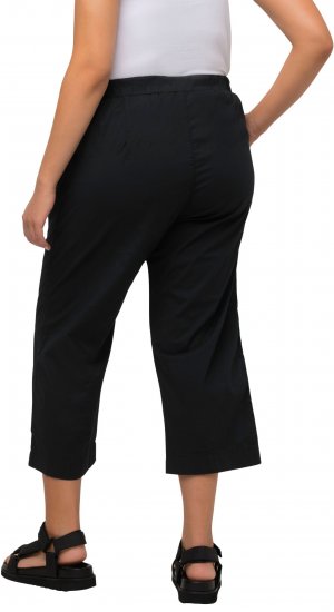 Ulla Popken Cropped Ruby Fit Pants Black - Traperice & Hlače u Velikim Veličinama – Plus Size - 