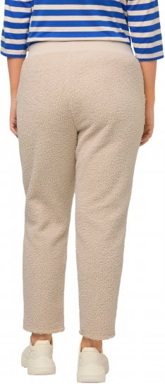 Ulla Popken Teddy Fleece Knee Patch Pants Beige - Traperice & Hlače u Velikim Veličinama – Plus Size - 