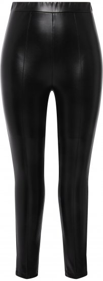 Ulla Popken Faux Leather Leggings Black - Traperice & Hlače u Velikim Veličinama – Plus Size - 