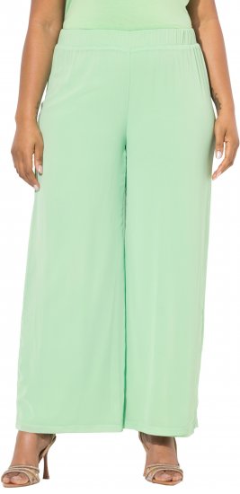 Ulla Popken Layered Chiffon Wide Leg Pants Green - Traperice & Hlače u Velikim Veličinama – Plus Size - 