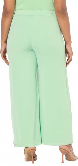 Ulla Popken Layered Chiffon Wide Leg Pants Green - Traperice & Hlače u Velikim Veličinama – Plus Size - 
