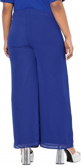 Ulla Popken Layered Chiffon Wide Leg Pants Blue - Traperice & Hlače u Velikim Veličinama – Plus Size - 