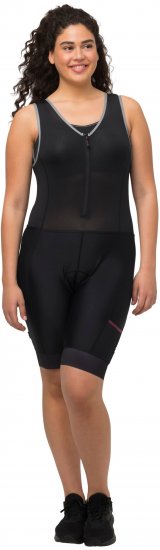 Ulla Popken Padded Cycling Zip Front Bodysuit Black - Traperice & Hlače u Velikim Veličinama – Plus Size - 