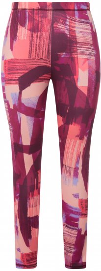 Ulla Popken Abstract Print Ski Leggings Red - Traperice & Hlače u Velikim Veličinama – Plus Size - 