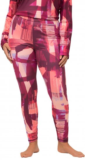 Ulla Popken Abstract Print Ski Leggings Red - Traperice & Hlače u Velikim Veličinama – Plus Size - 