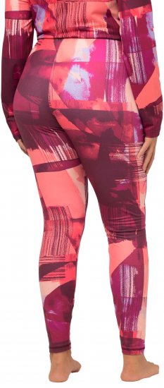Ulla Popken Abstract Print Ski Leggings Red - Traperice & Hlače u Velikim Veličinama – Plus Size - 