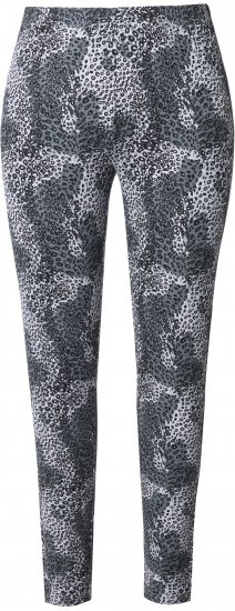 Ulla Popken Leopard Print Leggings Black - Traperice & Hlače u Velikim Veličinama – Plus Size - 