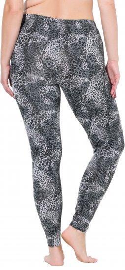 Ulla Popken Leopard Print Leggings Black - Traperice & Hlače u Velikim Veličinama – Plus Size - 