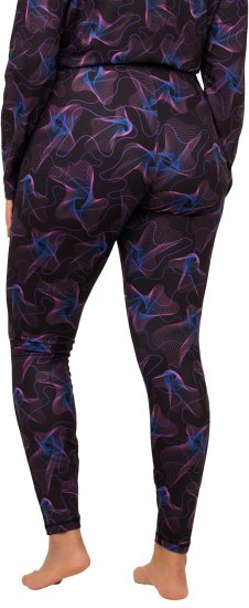 Ulla Popken Geometric Wave Quick Drying Ski Leggings Black - Traperice & Hlače u Velikim Veličinama – Plus Size - 
