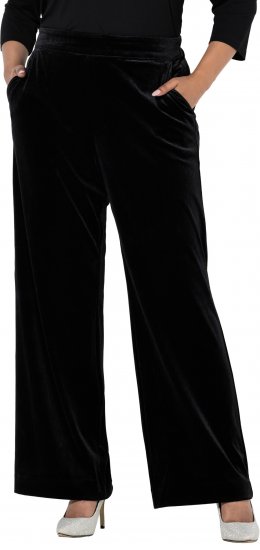 Ulla Popken Velvet Suit Pants Black - Traperice & Hlače u Velikim Veličinama – Plus Size - 