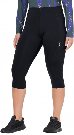 Ulla Popken Cropped Sports Leggings Black - Traperice & Hlače u Velikim Veličinama – Plus Size - 