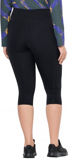 Ulla Popken Cropped Sports Leggings Black - Traperice & Hlače u Velikim Veličinama – Plus Size - 
