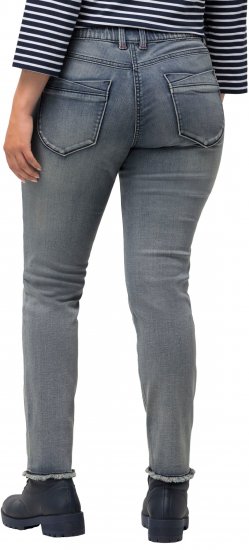 Ulla Popken Fringed Hem Stretch Fit Jeans Blue Denim - Traperice & Hlače u Velikim Veličinama – Plus Size - 