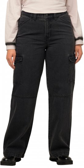 Ulla Popken Mandy Cargo Jeans Black - Traperice & Hlače u Velikim Veličinama – Plus Size - 
