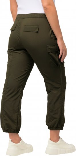 Ulla Popken Elastic Waist Cargo Pants Olives Grey - Traperice & Hlače u Velikim Veličinama – Plus Size - 