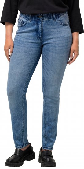 Ulla Popken Distressed Wash Jeans Blue - Traperice & Hlače u Velikim Veličinama – Plus Size - 