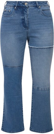 Ulla Popken Patchwork Jeans Blue - Traperice & Hlače u Velikim Veličinama – Plus Size - 