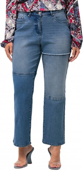 Ulla Popken Patchwork Jeans Blue - Traperice & Hlače u Velikim Veličinama – Plus Size - 