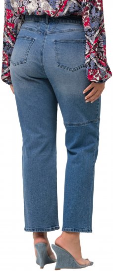 Ulla Popken Patchwork Jeans Blue - Traperice & Hlače u Velikim Veličinama – Plus Size - 