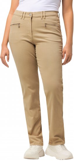 Ulla Popken Mony Tapered Leg Zip Pocket Pants Dark Putty - Traperice & Hlače u Velikim Veličinama – Plus Size - 