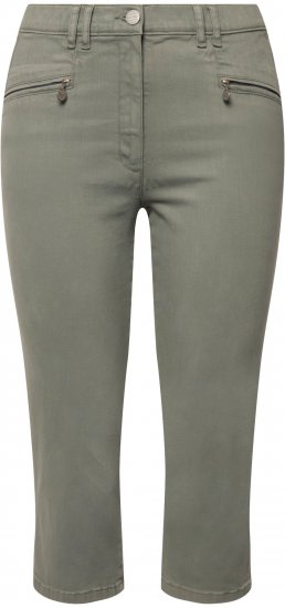 Ulla Popken Cropped Stretch Fit Mony Pants Light Moss Green - Traperice & Hlače u Velikim Veličinama – Plus Size - 