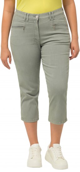 Ulla Popken Cropped Stretch Fit Mony Pants Light Moss Green - Traperice & Hlače u Velikim Veličinama – Plus Size - 