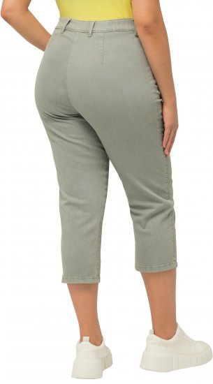 Ulla Popken Cropped Stretch Fit Mony Pants Light Moss Green - Traperice & Hlače u Velikim Veličinama – Plus Size - 