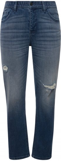 Ulla Popken Sammy Destroy 5 Pocket Jeans Blue Denim - Traperice & Hlače u Velikim Veličinama – Plus Size - 