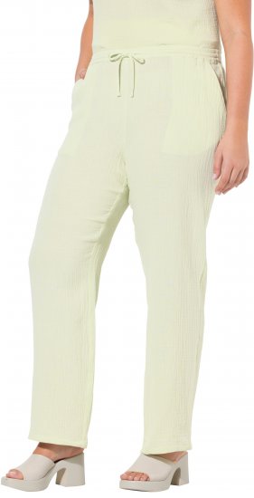 Ulla Popken Muslin Pull On Pants Green - Traperice & Hlače u Velikim Veličinama – Plus Size - 