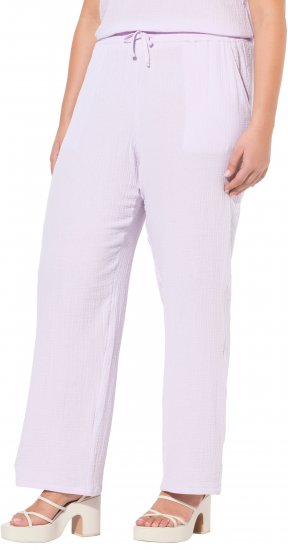 Ulla Popken Muslin Pull On Pants Purple - Traperice & Hlače u Velikim Veličinama – Plus Size - 