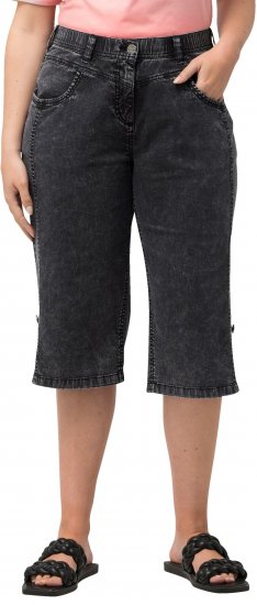 Ulla Popken Denim Acid Wash Bermuda Shorts Black - Traperice & Hlače u Velikim Veličinama – Plus Size - 