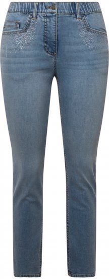 Ulla Popken Rhinestone Detail Stretch Fit Skinny Jeans Blue - Traperice & Hlače u Velikim Veličinama – Plus Size - 