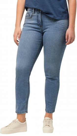 Ulla Popken Rhinestone Detail Stretch Fit Skinny Jeans Blue - Traperice & Hlače u Velikim Veličinama – Plus Size - 